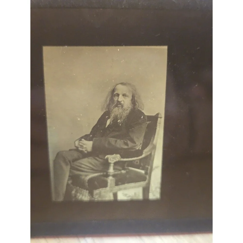 ​7 Vintage Magic Lantern Glass Slides Famous Scientists Mendeleev Daguerre...